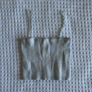 Brandy Melville Light Gray Ribbed Crop Top